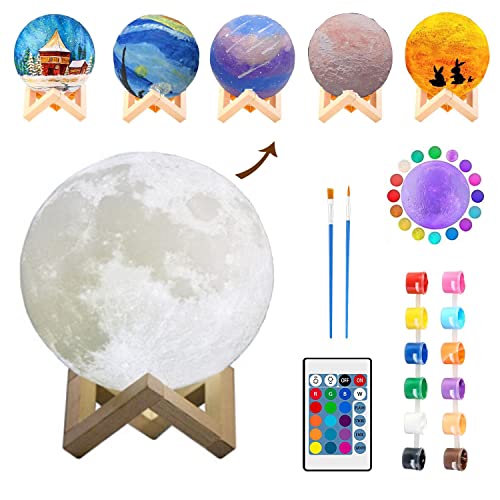 CARETHYS Paint Your Own Moon Lamp Kit,DIY 3D Moon Night Light,Creativity Arts & Crafts Kit Art Supplies for Boys Girls,Gift Ages 3-12+,Painting Kits Activities Toys