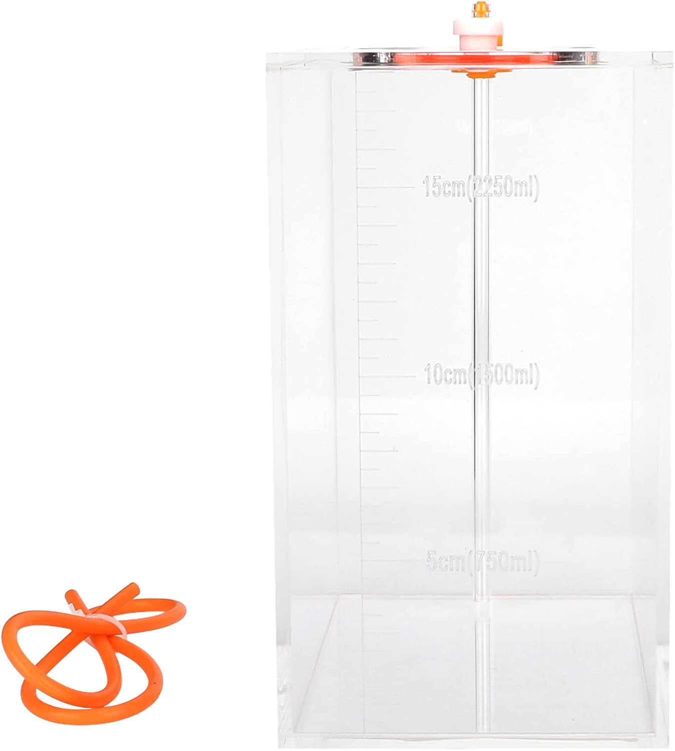 Transparent Acrylic Dosing Pump Titration Tank with Scale and Quick Connector for Aquarium Reef Tank 2.5L and 4.5L Capacity Sturdy Durable Removable Lid (DT-25 2.5L)