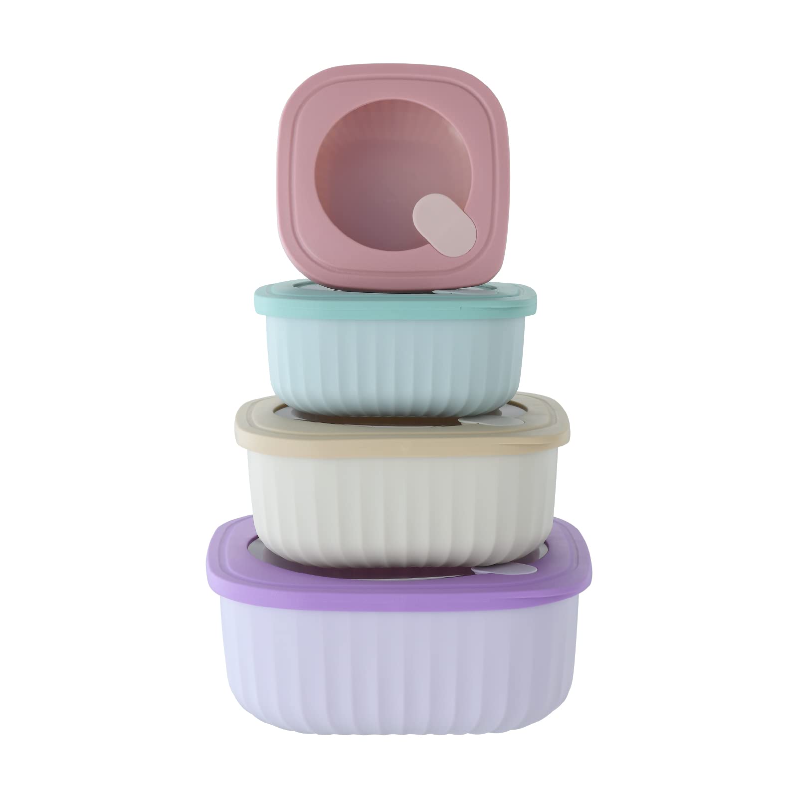 XIAOMIANYANG Set of 4 Food Storage Container with Lids Plastic Cook Storage Mixing Bowl Set Nesting Airtight Meal Prep Food Container for Fridge Freezer Microwave Dishwasher Safe