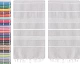 [2 Pack Sale] Turkish Beach Towel Lightweight Oversized 39"x71" Prewashed,%100 Cotton,Sand Free,Bath