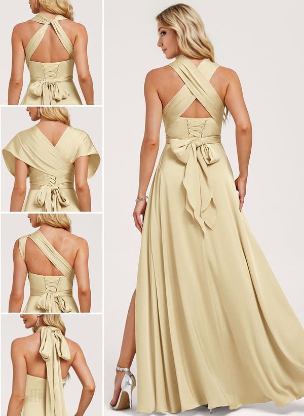 IIF Convertible Bridesmaid Dresses Satin Infinity Prom Dress with Bandeau Multiway Maxi Formal Dress IIF1552