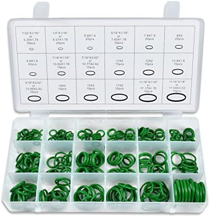 BaiFM 18 Sizes Car Air Conditioning Compressor O Ring Rubber Seals Tool Kit 270pcs Assortment Kit (Green)