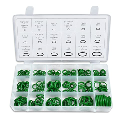 BaiFM 18 Sizes Car Air Conditioning Compressor O Ring Rubber Seals Tool Kit 270pcs Assortment Kit (Green)