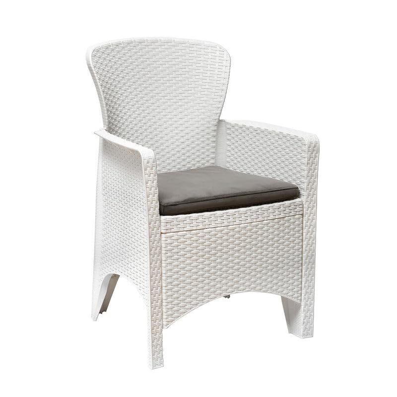Image of Nilkamal Breeze 2 Seater Balcony Sofa Set with Square Center Table with Toughened Glass|Indoor & Outdoor Furniture|Patio Chair Two Seater, Perfect for Gardens,Restaurants,Terraces, Milky White & Grey