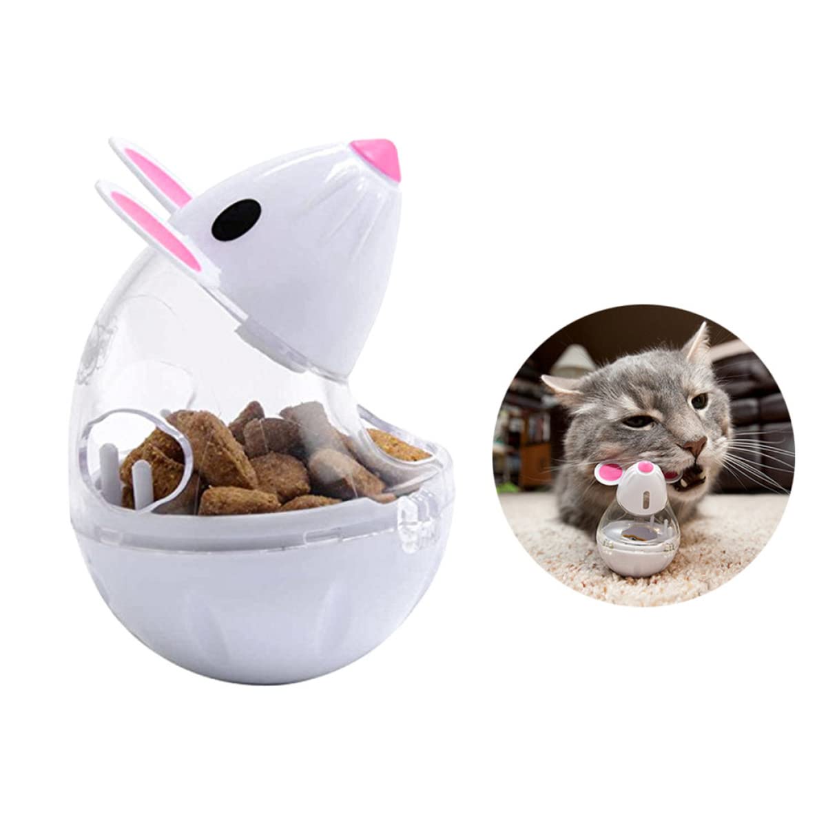 Happyyami 6piezas Comedero Interactivo para Gatos Dispensador De Snacks Forma De Ratón Juguete De Tumbler para Mascotas Diseño De Filtración De Comida y Rojo