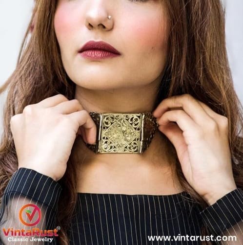 Vintage Amulet Cum Choker- Traditional Handmade Antique Jewellery, Choker Collar Necklace For Women