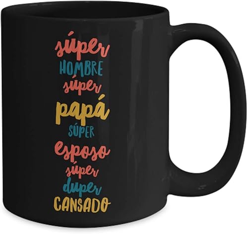 Vista 2 de Regalo para Papa Taza de Cafe Padre Feliz dia del Padre Vaso, taza café divertidas, tazas personalizadas, taza de café inspiradoras, taza con Negro
