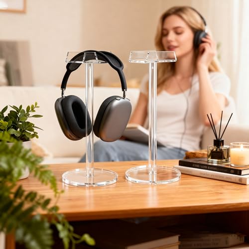 Soporte de auriculares de acrílico DP015 transparente para mesa 8