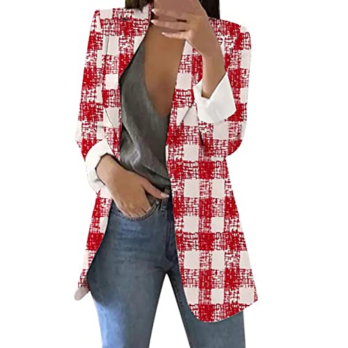 Womens Blazer Tan Blazer For Women Stripes Printed Plus Size Open Front Jackets Short Sleeve Extra Long Blazer Oversized Blazers #TOP12