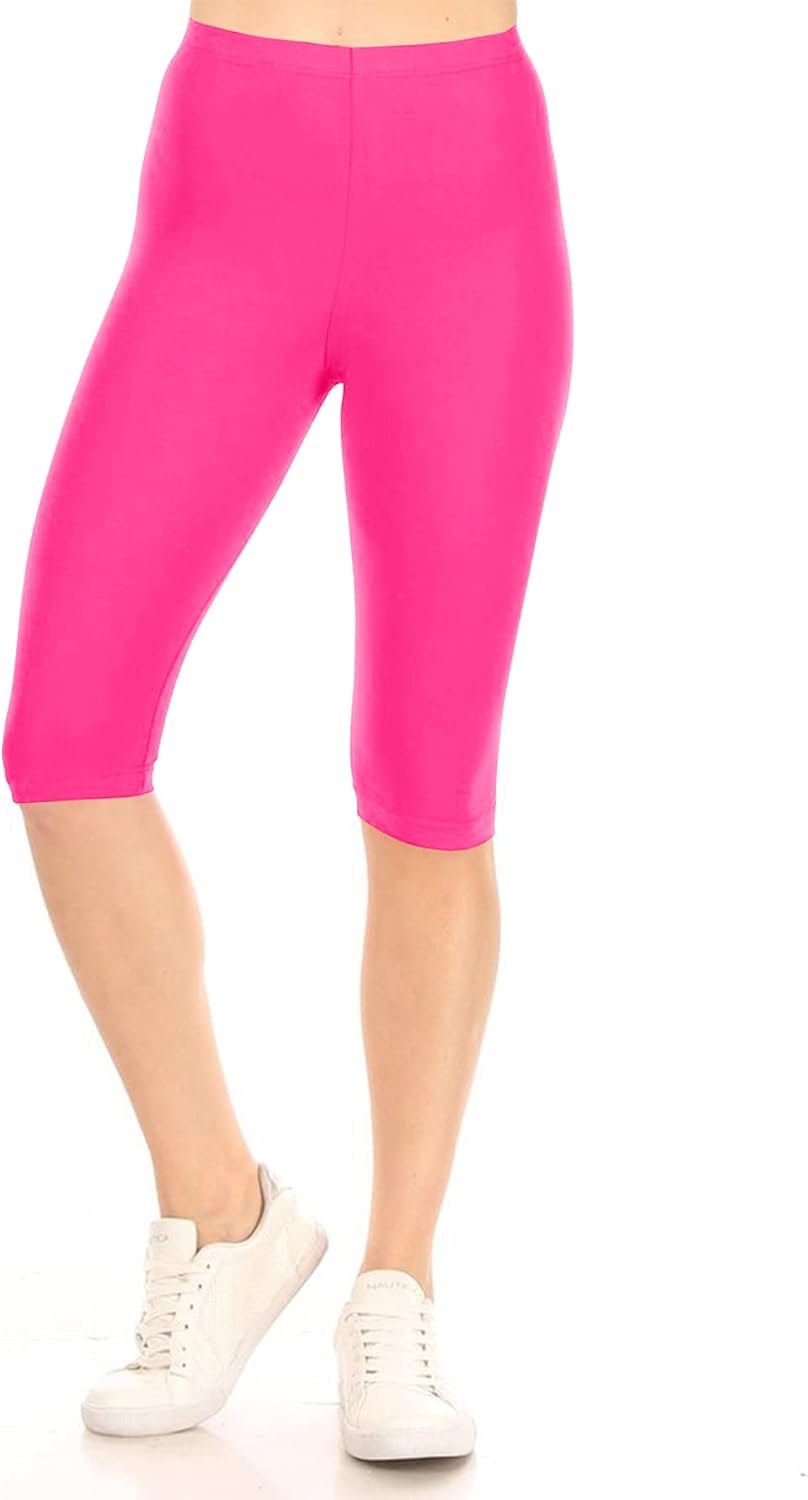 FashionJOA Women's High Waist Casual Solid Slim Running Yoga Capri Leggings Pants S-3XL (Pack of 3)