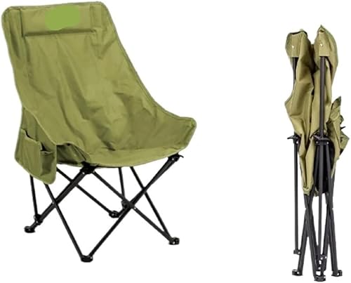 2PC Outdoor Camping Chair Folding Material Saving Space High Back Comfortable Ergonomic Lightweight and(2PC Green)