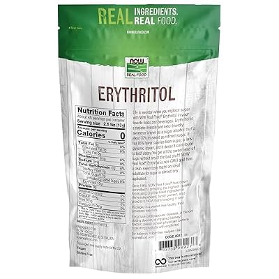 NOW Foods, Erythritol, Great-Tasting Sugar Replacement, Zero Calories, Low Glycemic Impact, Kosher, 1-Pound (Packaging May Vary)