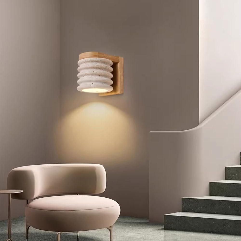 Lampada da parete in travertino giallo naturale