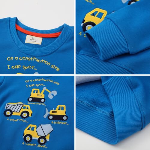 Boy Sweatshirts 2-6Y Toddler Boy Long Sleeve Cotton Sweat Shirt Boys Pullover Shirt Dinosaur&Truck Print Tops for Kids4