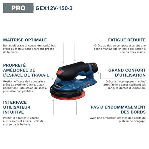 Ponceuse excentrique GEX 12V 150 3 solo BOSCH 0601373301 - vue 3