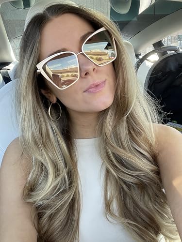 DIFF Becky Oversized Designer Cat Eye Sunglasses for Women UV400 Protection, trendy oversized lightweight metal4