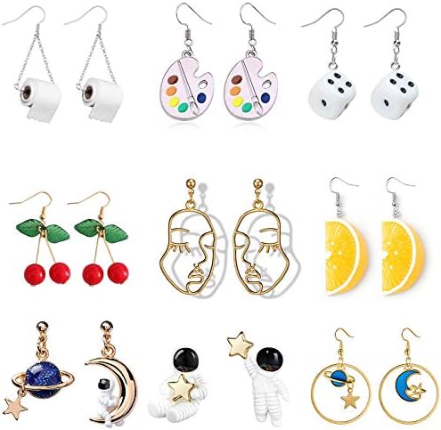 Fun Earrings Weird Aesthetic Earrings Cool Earrings Quirky Cute Kawaii Funny Crazy Food Object Creative Fruit Art Alt Indie IGirls Egirl Earrings for Women Girls