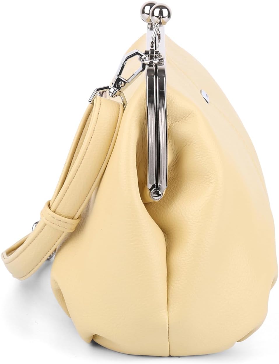 Slouchy Women's PU Leather Kiss Lock Crossbody Bag Kiss Clasp Purse Crossbody Shoulder Bags Hobo Wallet Handbags Tote Purses