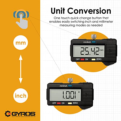 Gyros Digital Caliper Measuring Tool – 6 Inch Stainless Steel Micrometer Caliper - Inch/Mm Conversion And Large Lcd Screen – Auto-Off Feature – Electronic Vernier Calipers 2 Batteries Included #TOP3