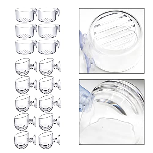 Image of MDEOOSKY 16 Pack Aquatic Plant Cups, Acrylic Aquarium Plant Cup, Transparent Acrylic Aquatic Pot with Suction, Acrylic Aquarium Suction Cup Holder, Aquarium Decoration 2 Shapes