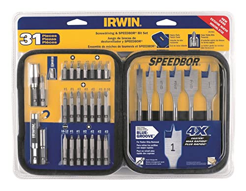 Irwin Industrial Tools 3057031 Fastener Drive Tool and Speebor Bit Set with Soft Case, 31-Piece