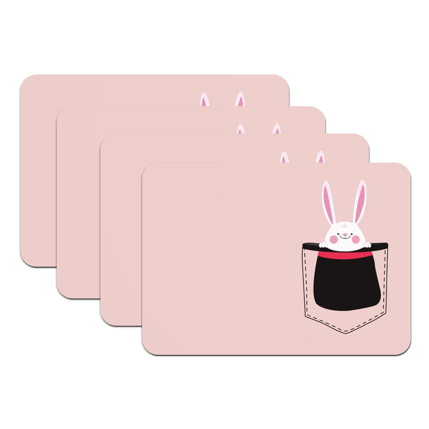 Set de table caoutchouc rose grand format tapis de table lapin de magicien