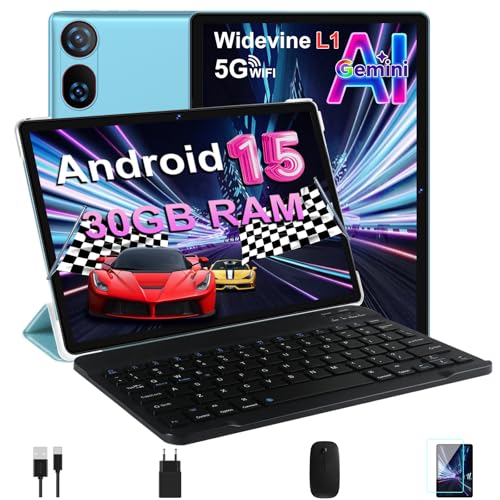 Tablette Android 15 Gemini AI 10 Pouces - 30 Go RAM, 64 Go ROM, Widevine L1, Clavier Et Souris Inclus, Grise - 4
