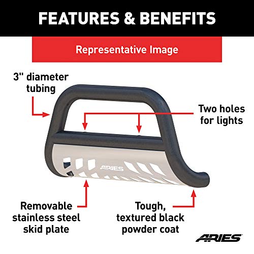 Image of ARIES P35-9004 Pro Series 3-Inch Offroad Black Steel Bull Bar, Select Nissan NV1500, NV2500, NV3500, Titan XD