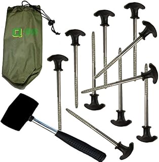 Bivvy Pegs x 10 with Mallet for Fishing Bivvy / Umbrella