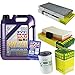 Produktbild QR-PARTS 69375882 Filter Set Inspektionspaket 5 Liter Liqui Moly Motoröl Leichtlauf High Tech 5W-40 MANN-FILTER Innenraumfilter Luftfilter Ölfilter