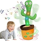 HICAS Cactus Bailarin Repite Español,Iluminación y Grabación,Juguete Cactus Educativo Interactivo,120 Canciones,Control de Volumen,Regalos Divertidos para Niños y Decoración