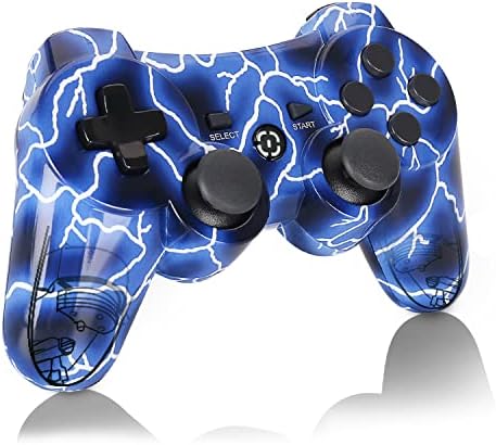 Blue Wireless Gamepad Works with PS3 Controller, OUBNAG for PS3 Remote Compatible with Playstation 3 Cooling Game Controllers for PS-3 Gift for Kids Boy Girl Man (2022 New Lightning Blue Pa3 Joystick)