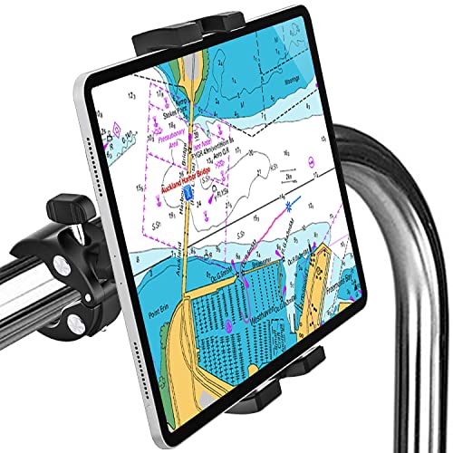 Boat Helm Tablet Mount, Marine Pole Rail Phone Ipad Holder, Woleyi Boat Handle Bar Post Rod Clamp With 360° Rotation, For Ipad Pro 12.9 Air Mini, Galaxy Tabs, Iphone, More 4-13" Cellphones And Tablets #TOP24
