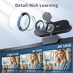 EMEET NOVA 4K Webcam pour PC - Caméra d'ordinateur PDAF Autofocus, 2 Des micros, 73° FOV, Correction automatique de la lumière, USB prêt à brancher Web Cam, couverture de confidentialité, idéal pour le bureau à domicile, streaming, affaires & Appels vidéo