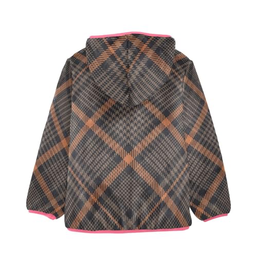 GuoChe Scotland Plaid Brown Orange Boys Fall Fleece Jacket2