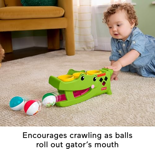 Fisher-Price Baby Toy Sit & Tap Rolligator, Crawling Activity with Pounding Hammer & 3 Balls for Developmental Play Infants Ages 9+ Months, JLB94