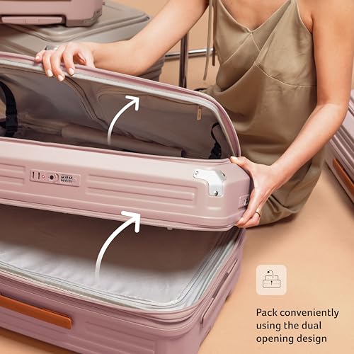 Image of Acer Brisbane Suitcase, 28 inch Check-in, with 360 Degree Spin 8 Wheels, Double TSA Lock, Dual Opening (Top and Mid), Expandable, Recycled Polyseter Material, Jacaranda Pink