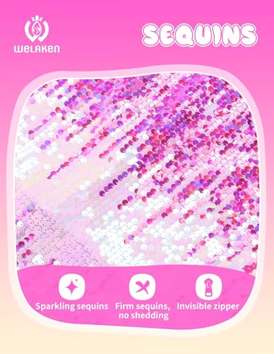 Image of WELAKEN Girls Ombre Sequin Dress Sparkly Fancy Short Puff Sleeves Gradient Party Dress