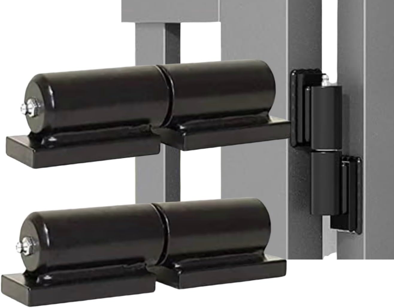 Heavy Duty 9 Inch Barrel Door Hinges, Black Matte, Steel, Surface Mount, 2000 lbs Load Capacity, Weld-On Gate Hardware, 1 Pair