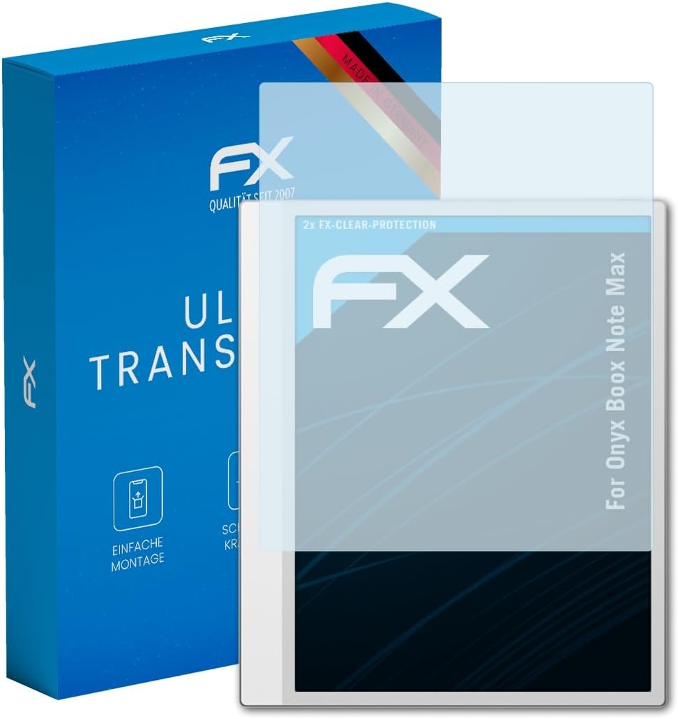 atFoliX Screen Protection Film compatible with Onyx Boox Note Max Screen Protector, ultra-clear FX Protective Film (2X)