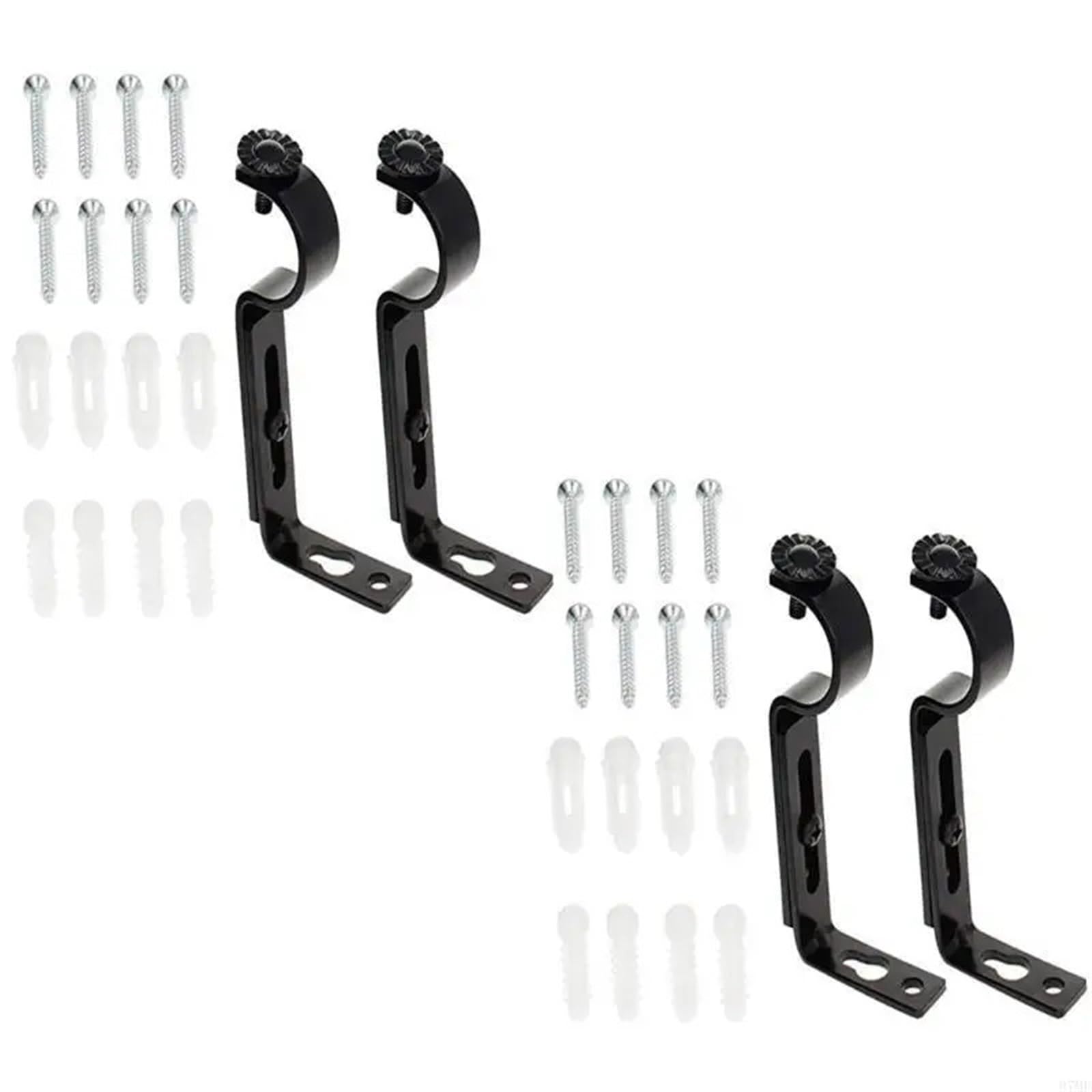 RUWLFE 4 Pcs Adjustable Curtain Rod Bracket Heavy Duty Wall Mount Holders for Poles, Wall Rod