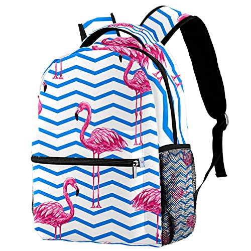 Sac à dos pour garçons et filles motif flamant multicolore avec poches latérales