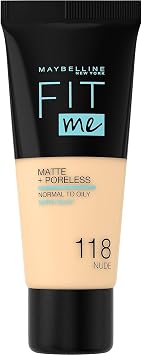 Maybelline Light Beige Fit Me Matte and Poreless Foundation Number 118, 30 ml