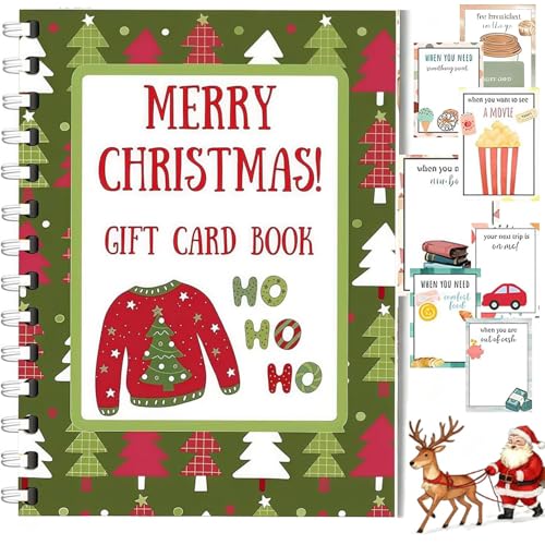 Christmas Gift Card Book - Surprises On Every Page DIY Spiral-Bound Merry Christmas College Survival Gift Card Book Holder DIY Xmas Gifts for Family Friends (B)