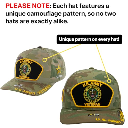 Image of US Army Veteran Hat for Men Official Licensed Military Veterans Embroidered Patch Design Army Seal Adjustable Baseball Cap