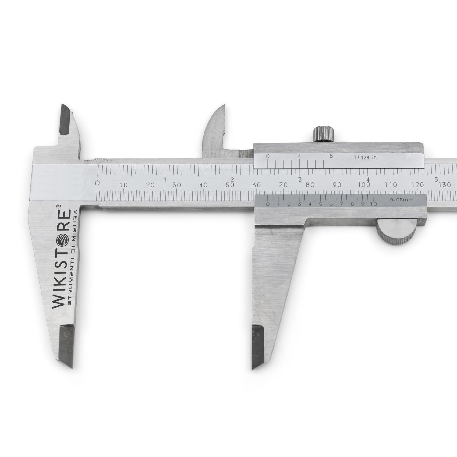 WIKISTORE CALIBRO PROFESSIONALE MONOBLOCCO 300 mm, Calibro ventesimale da 30 cm con becchi da 60 mm, Calibro acciaio bloccaggio a vite, Lettura 0,05 MM / 1/128, Attrezzo da lavoro preciso
