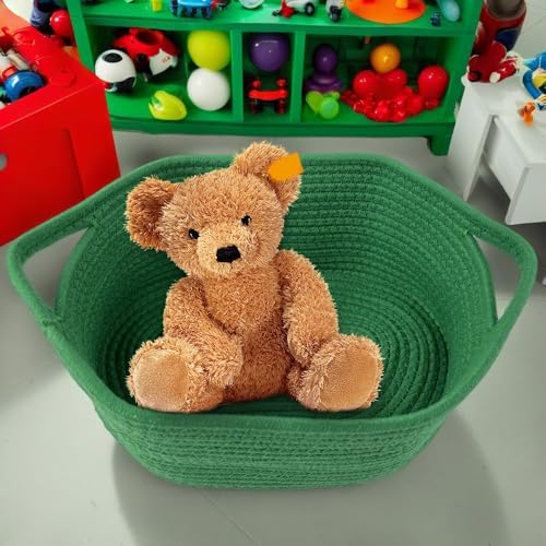 Image of Gift Basket with Gift Bag & Ribbon- Small Woven Baskets for Gifts Empty, Rope Easter Basket with Handle Decorative Storage for Baby Showers, Toys & More, 12 inchX 8 inch X 5 inch