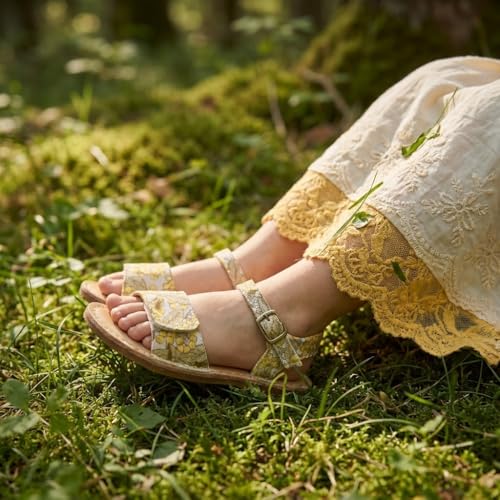Image of THEE BRON Toddler Girls Vintage Open Toe Sandals Cushioned Comfy Summer Dress Shoes