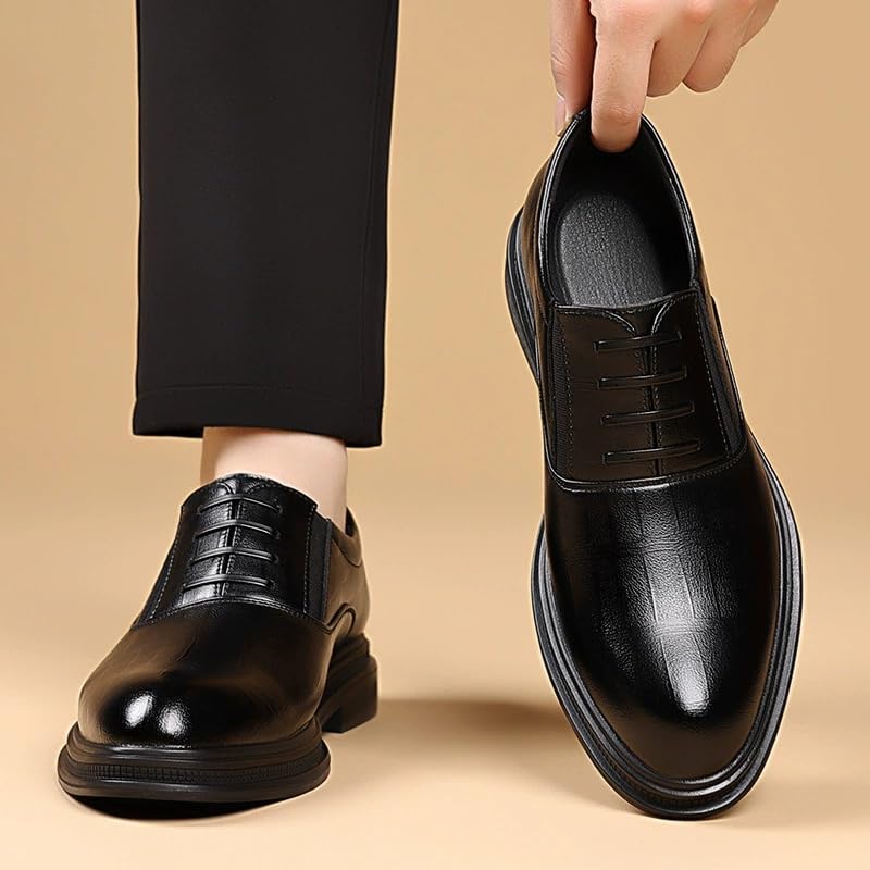Men's Soft Leather Dress Shoes Business Casual Formal Lace-Up Oxford Breathable Comfortable Work Shoes3
