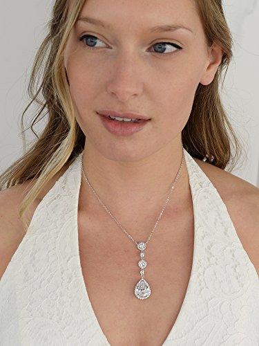 Mariell Bridal Wedding Necklace, Cz Crystal Drop Pendant For Bride, Bridesmaid, Prom, Mother Of The Bride #TOP1